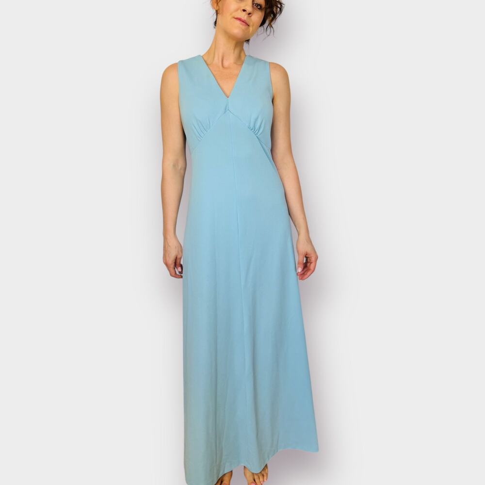 70s Montgomery Ward Blue Maxi Dress Size‎ XL